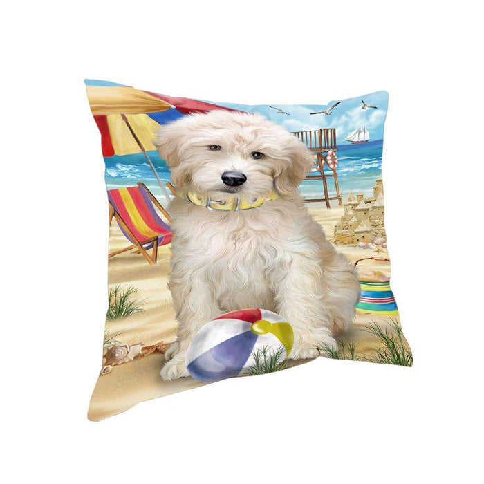 Pet Friendly Beach Goldendoodle Dog Pillow PIL62616