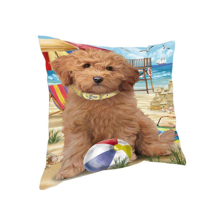 Pet Friendly Beach Goldendoodle Dog Pillow PIL62624