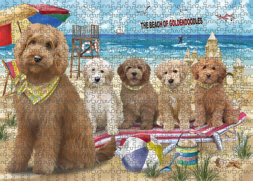 Pet Friendly Beach Goldendoodle Dog Puzzle with Photo Tin PUZL58773