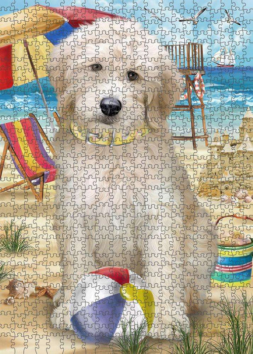 Pet Friendly Beach Goldendoodle Dog Puzzle with Photo Tin PUZL58776