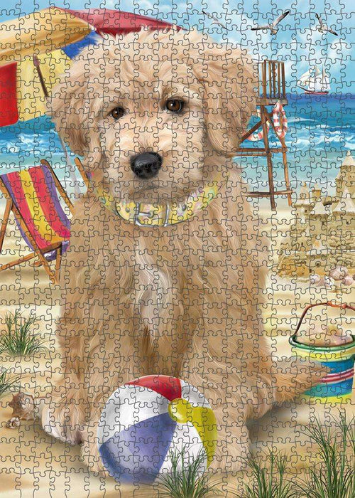 Pet Friendly Beach Goldendoodle Dog Puzzle with Photo Tin PUZL58779