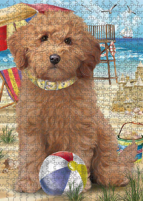 Pet Friendly Beach Goldendoodle Dog Puzzle with Photo Tin PUZL58782