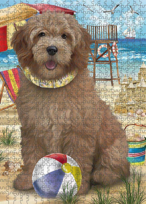 Pet Friendly Beach Goldendoodle Dog Puzzle with Photo Tin PUZL58785