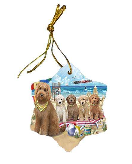 Pet Friendly Beach Goldendoodle Dog Star Porcelain Ornament SPOR51553