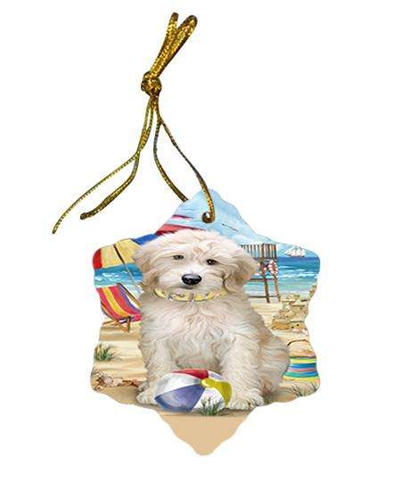 Pet Friendly Beach Goldendoodle Dog Star Porcelain Ornament SPOR51554