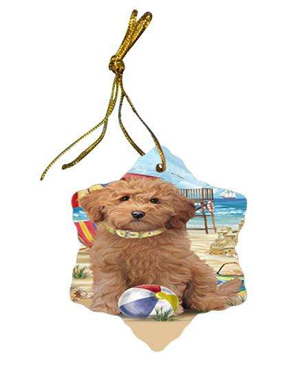 Pet Friendly Beach Goldendoodle Dog Star Porcelain Ornament SPOR51556