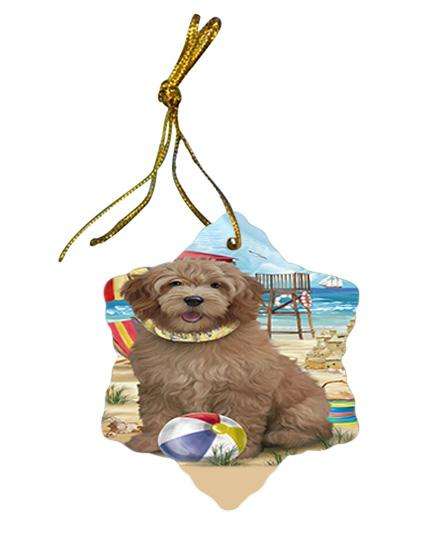 Pet Friendly Beach Goldendoodle Dog Star Porcelain Ornament SPOR51557