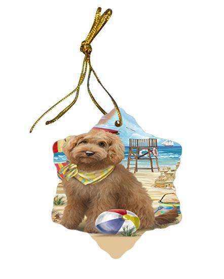 Pet Friendly Beach Goldendoodle Dog Star Porcelain Ornament SPOR51558