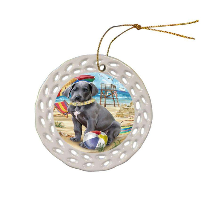 Pet Friendly Beach Great Dane Dog Ceramic Doily Ornament DPOR48649