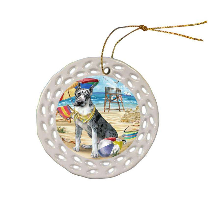 Pet Friendly Beach Great Dane Dog Ceramic Doily Ornament DPOR48652