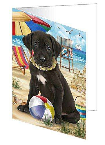 Pet Friendly Beach Great Dane Dog Handmade Artwork Assorted Pets Greeting Cards and Note Cards with Envelopes for All Occasions and Holiday Seasons GCD49973