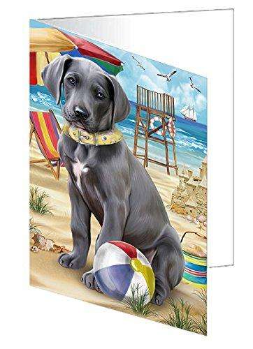 Pet Friendly Beach Great Dane Dog Handmade Artwork Assorted Pets Greeting Cards and Note Cards with Envelopes for All Occasions and Holiday Seasons GCD49976