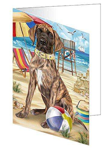 Pet Friendly Beach Great Dane Dog Handmade Artwork Assorted Pets Greeting Cards and Note Cards with Envelopes for All Occasions and Holiday Seasons GCD49982
