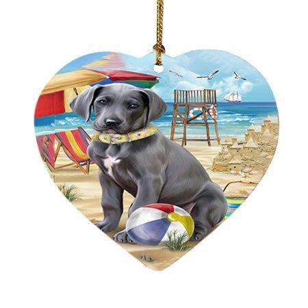 Pet Friendly Beach Great Dane Dog Heart Christmas Ornament HPOR48649