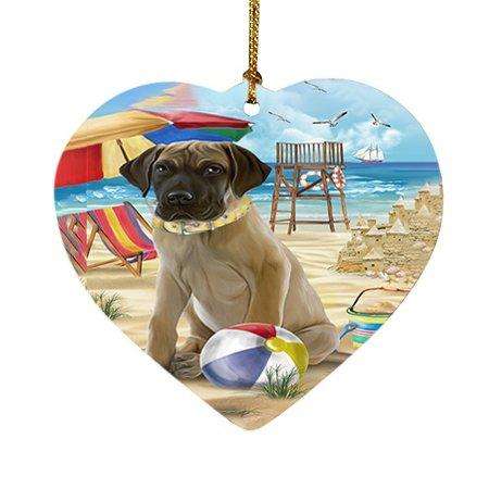 Pet Friendly Beach Great Dane Dog Heart Christmas Ornament HPOR48650