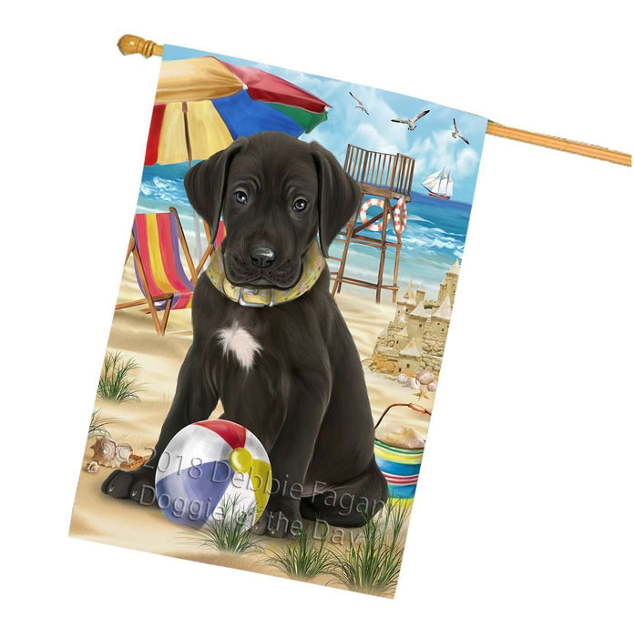 Pet Friendly Beach Great Dane Dog House Flag FLG48613