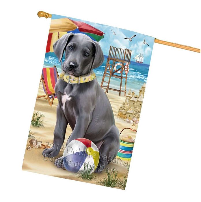 Pet Friendly Beach Great Dane Dog House Flag FLG48614