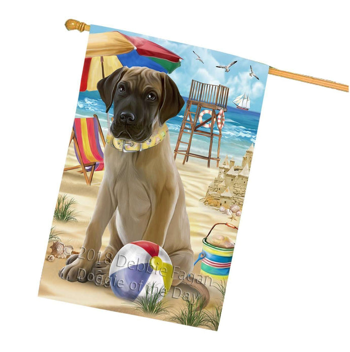 Pet Friendly Beach Great Dane Dog House Flag FLG48615