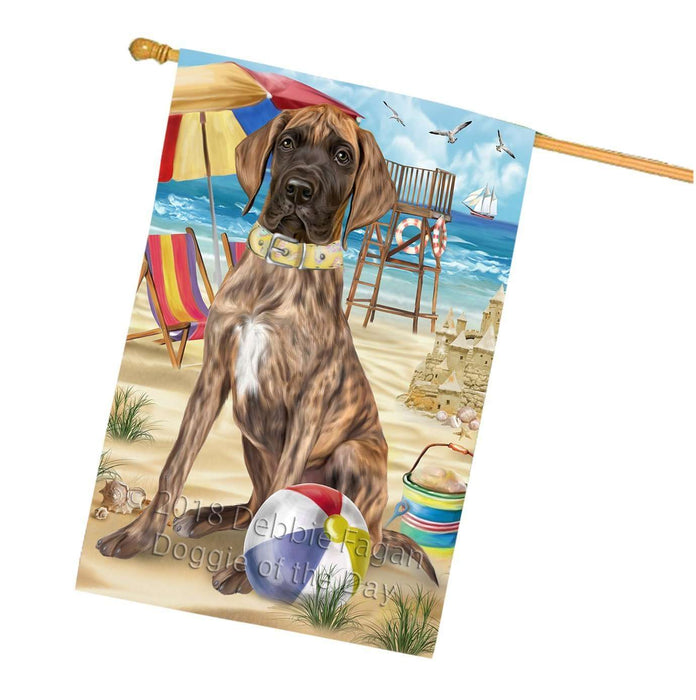 Pet Friendly Beach Great Dane Dog House Flag FLG48616