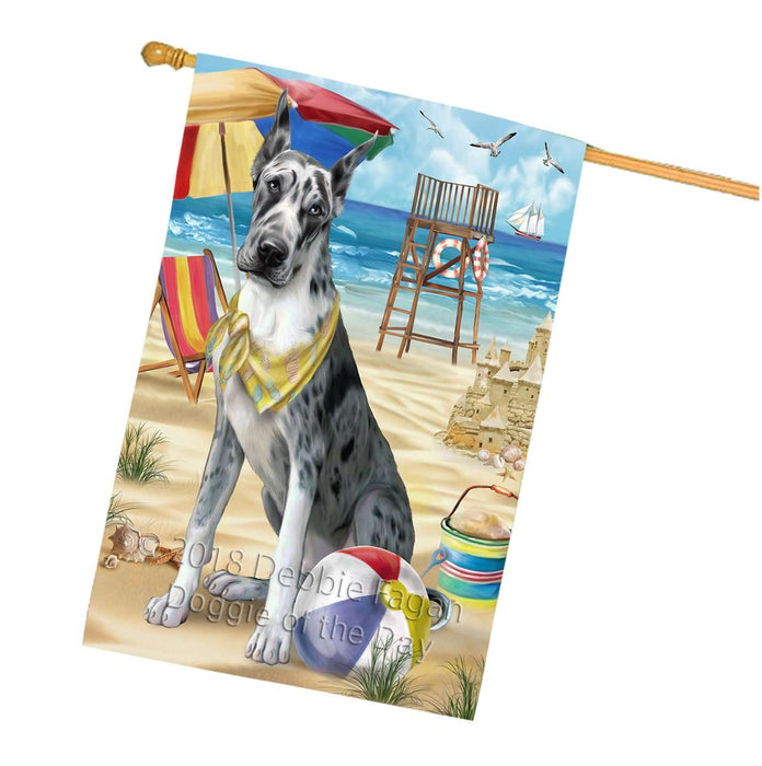 Pet Friendly Beach Great Dane Dog House Flag FLG48617
