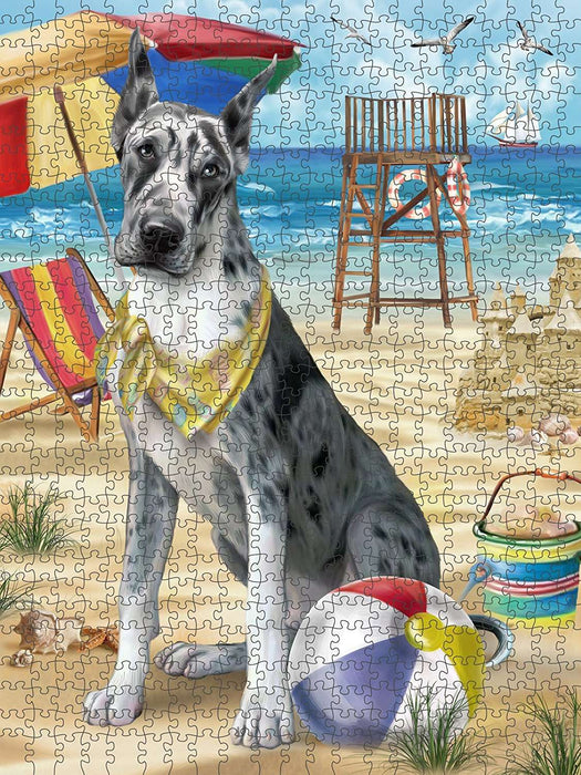 Pet Friendly Beach Great Dane Dog Puzzle with Photo Tin PUZL49662