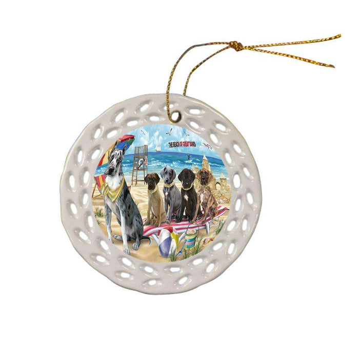 Pet Friendly Beach Great Danes Dog Ceramic Doily Ornament DPOR48647