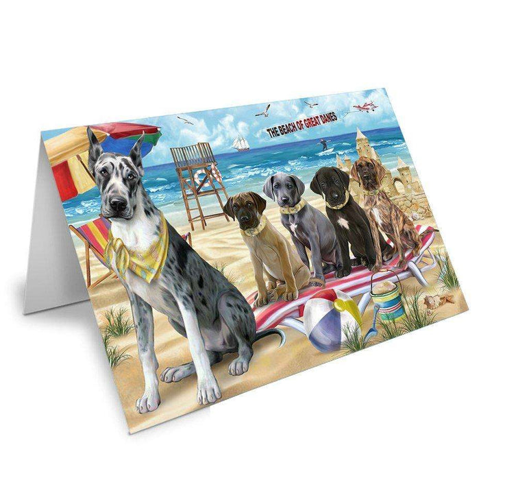 Pet Friendly Beach Great Danes Dog Handmade Artwork Assorted Pets Greeting Cards and Note Cards with Envelopes for All Occasions and Holiday Seasons GCD49970