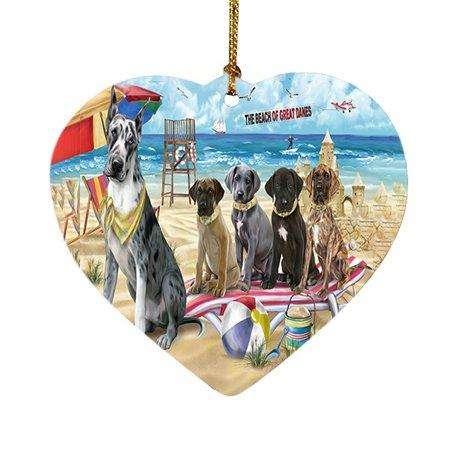 Pet Friendly Beach Great Danes Dog Heart Christmas Ornament HPOR48647