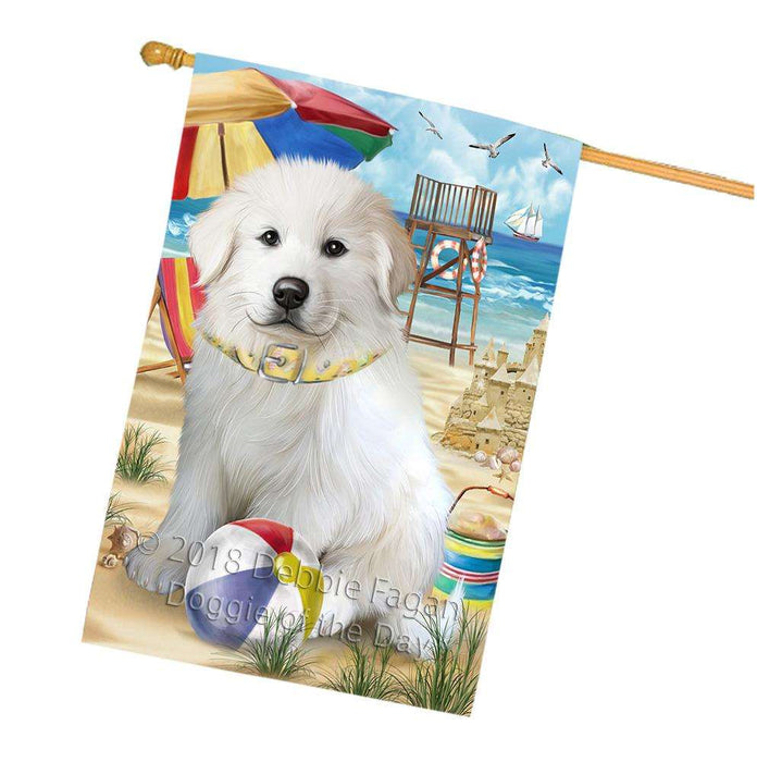 Pet Friendly Beach Great Pyrenees Dog House Flag FLG50006