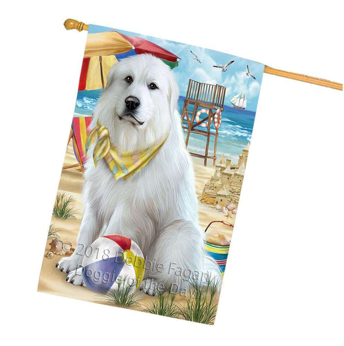 Pet Friendly Beach Great Pyrenees Dog House Flag FLG50010