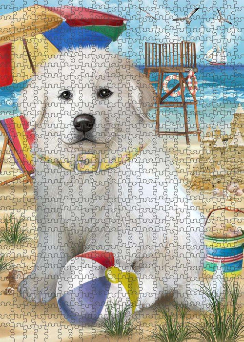 Pet Friendly Beach Great Pyrenees Dog Puzzle with Photo Tin PUZL53829