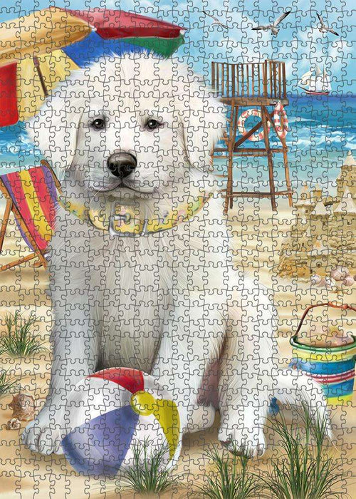 Pet Friendly Beach Great Pyrenees Dog Puzzle with Photo Tin PUZL53832