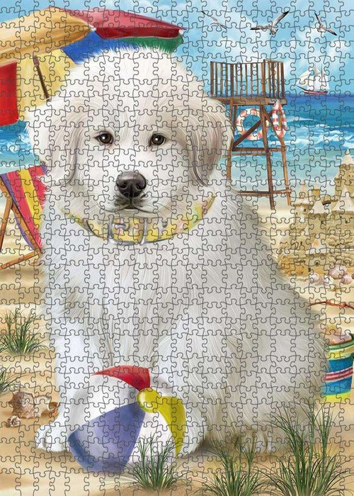 Pet Friendly Beach Great Pyrenees Dog Puzzle with Photo Tin PUZL53838