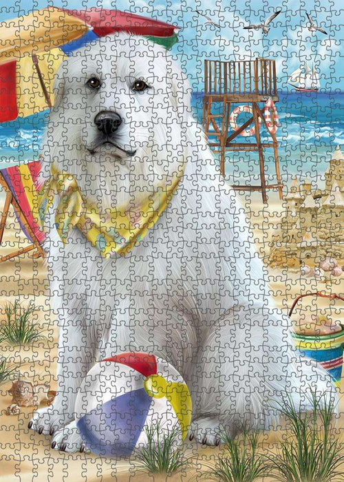 Pet Friendly Beach Great Pyrenees Dog Puzzle with Photo Tin PUZL53841