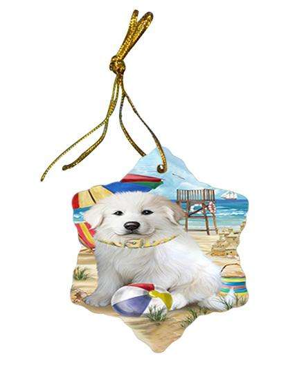 Pet Friendly Beach Great Pyrenees Dog Star Porcelain Ornament SPOR50033