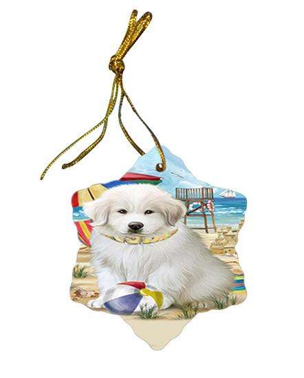 Pet Friendly Beach Great Pyrenees Dog Star Porcelain Ornament SPOR50036