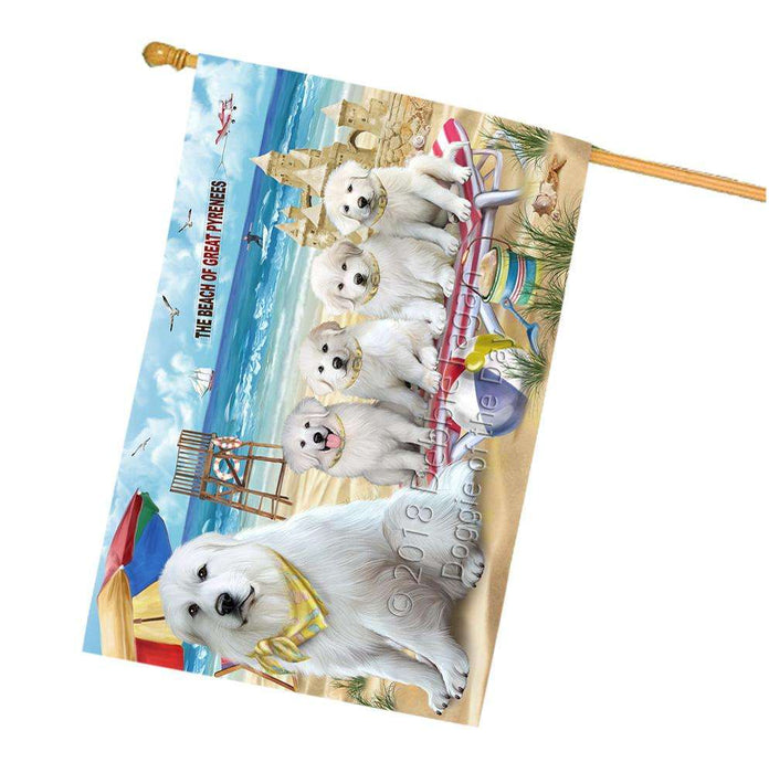 Pet Friendly Beach Great Pyreneess Dog House Flag FLG50005