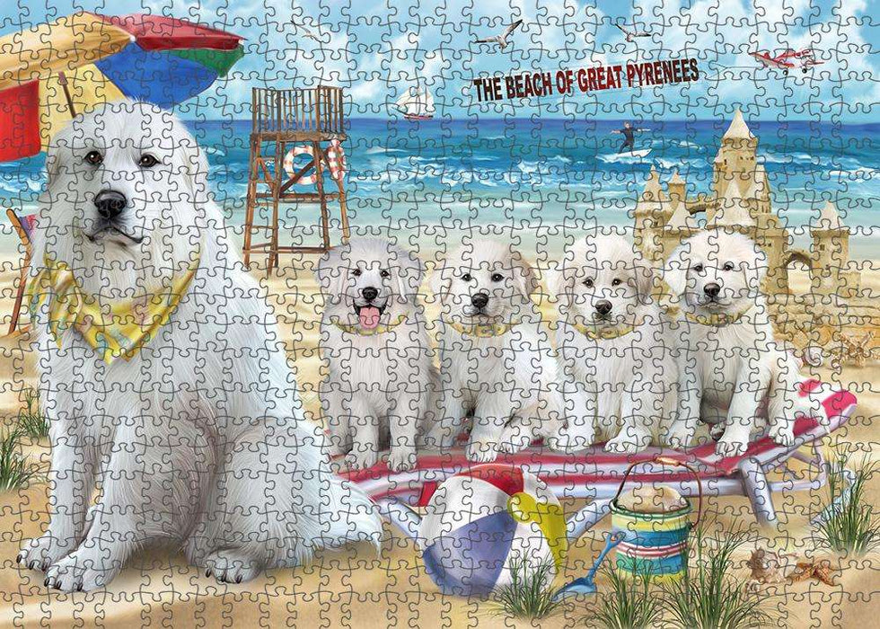 Pet Friendly Beach Great Pyreneess Dog Puzzle with Photo Tin PUZL53826
