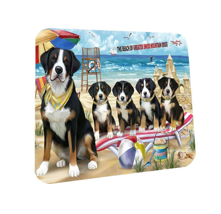 Pet Friendly Beach Greater Swiss Mountain Dog Coasters Set of 4 CST51527