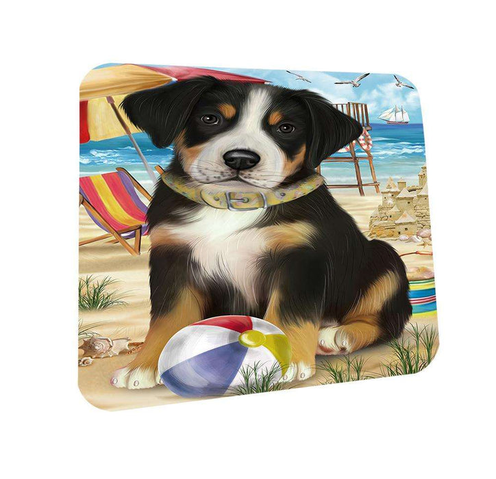 Pet Friendly Beach Greater Swiss Mountain Dog Coasters Set of 4 CST51528
