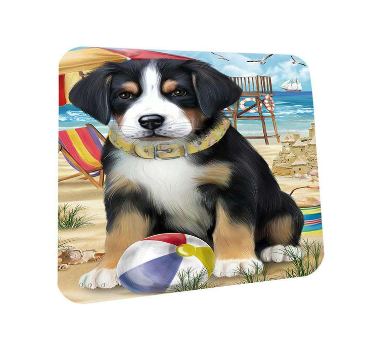 Pet Friendly Beach Greater Swiss Mountain Dog Coasters Set of 4 CST51529