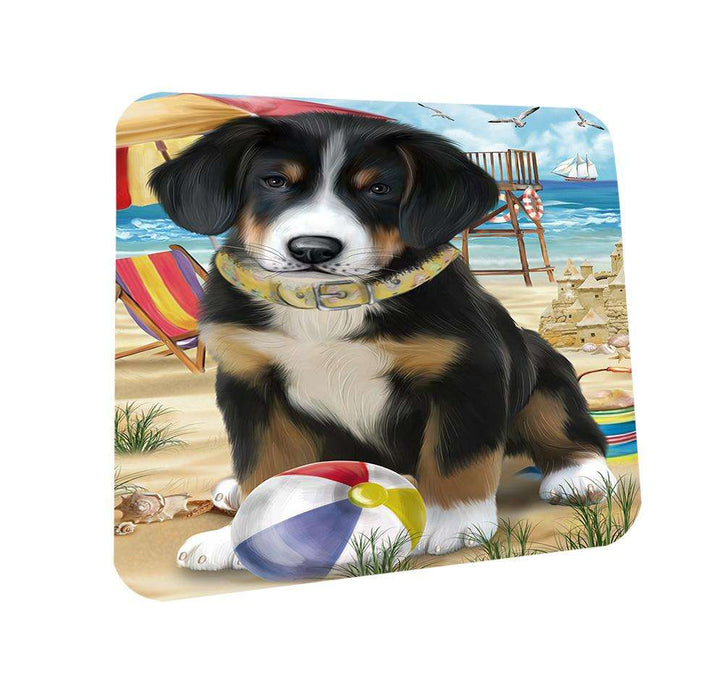 Pet Friendly Beach Greater Swiss Mountain Dog Coasters Set of 4 CST51530