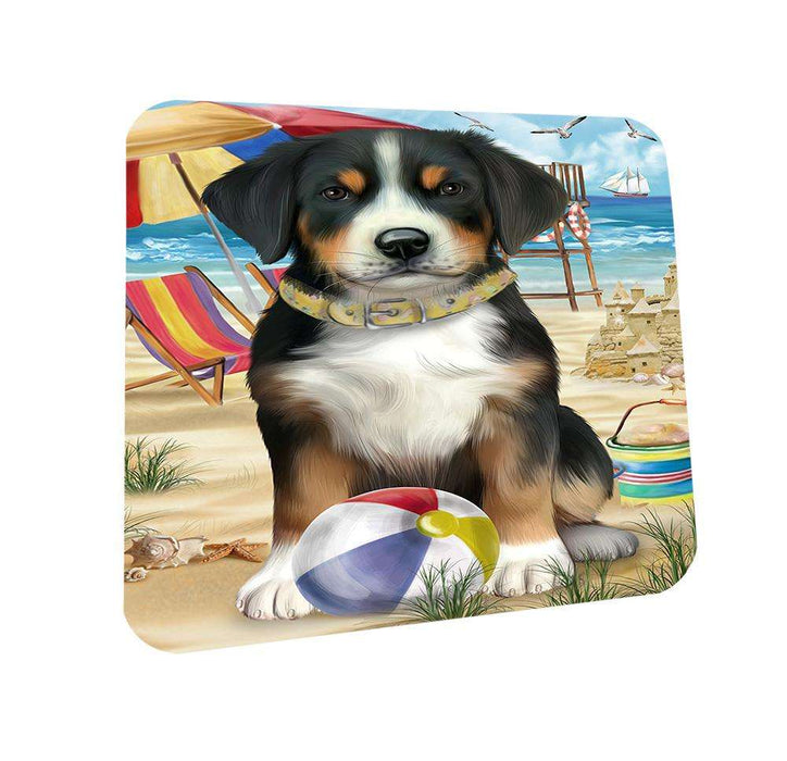 Pet Friendly Beach Greater Swiss Mountain Dog Coasters Set of 4 CST51531