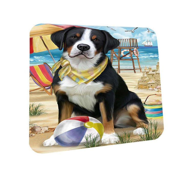 Pet Friendly Beach Greater Swiss Mountain Dog Coasters Set of 4 CST51532