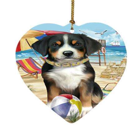 Pet Friendly Beach Greater Swiss Mountain Dog Heart Christmas Ornament HPOR51572