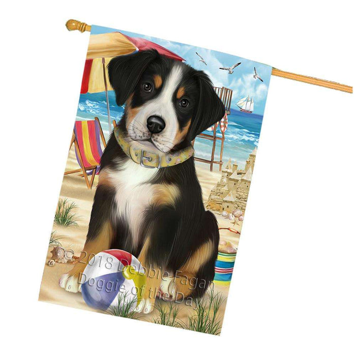 Pet Friendly Beach Greater Swiss Mountain Dog House Flag FLG51702