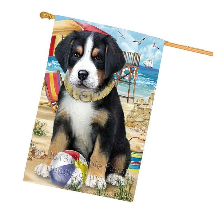 Pet Friendly Beach Greater Swiss Mountain Dog House Flag FLG51703