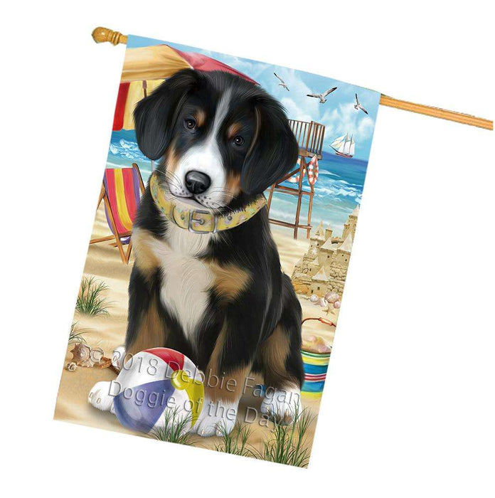 Pet Friendly Beach Greater Swiss Mountain Dog House Flag FLG51704