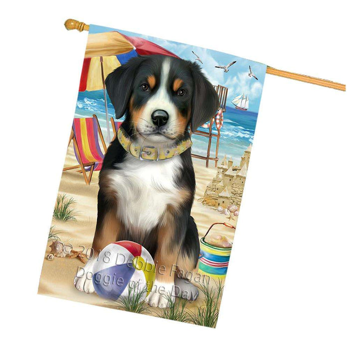 Pet Friendly Beach Greater Swiss Mountain Dog House Flag FLG51705