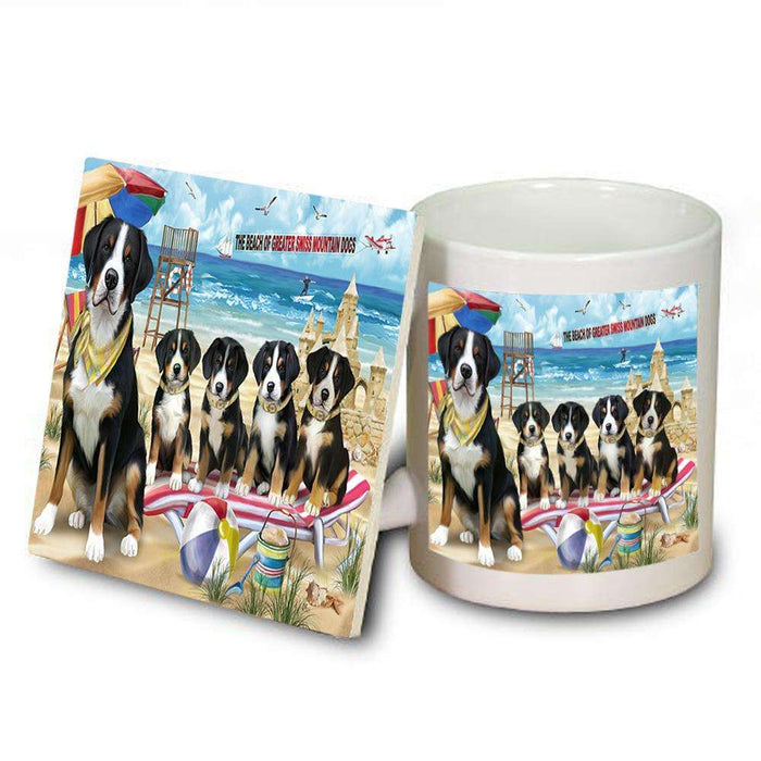 Pet Friendly Beach Greater Swiss Mountain Dog Mug and Coaster Set MUC51560